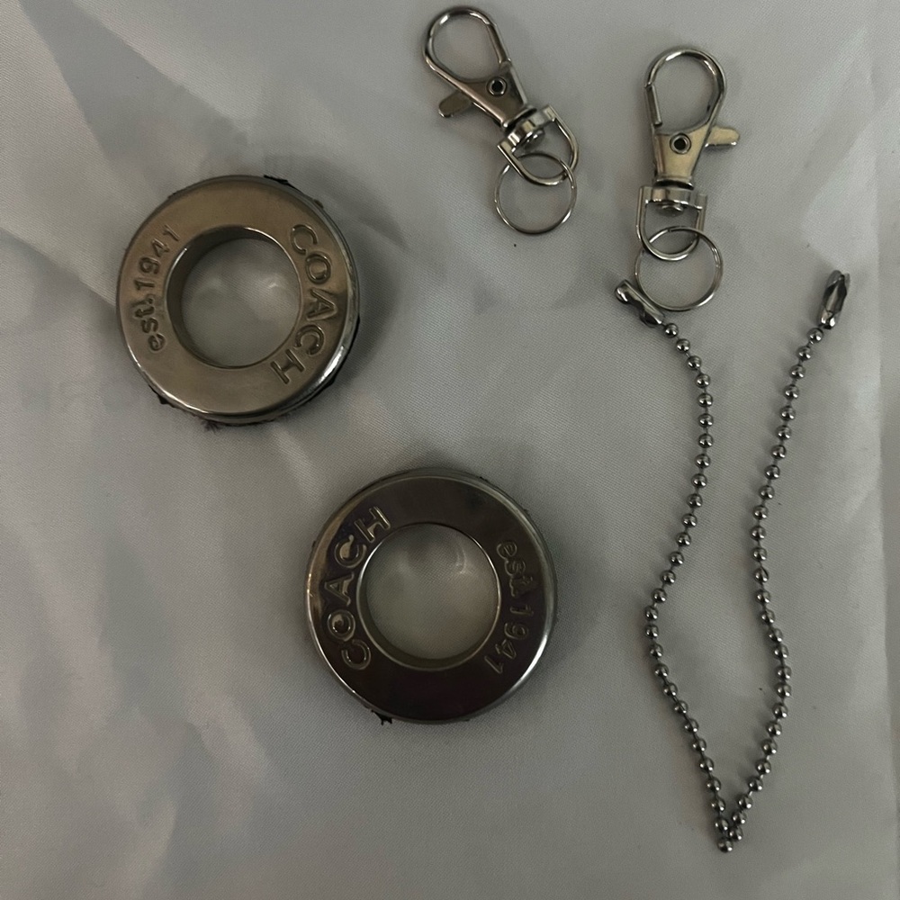 Two Coach Silver Grommets Circular Accessories/Bag Charms - Picture 2 of 5